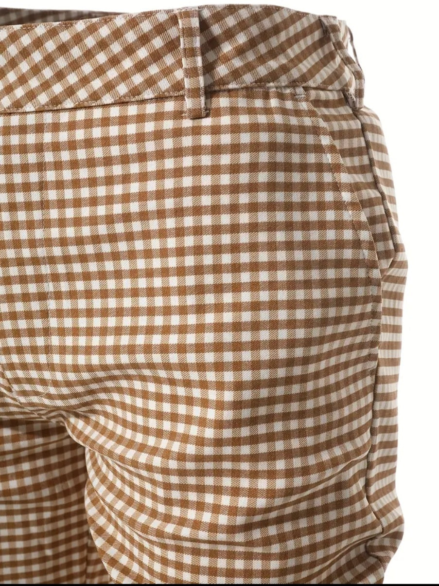 Khaki Men Checkered Pants