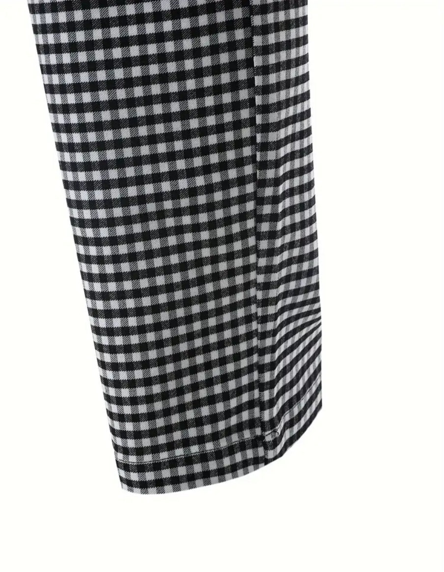 Back and White Checkered Plaid Pants