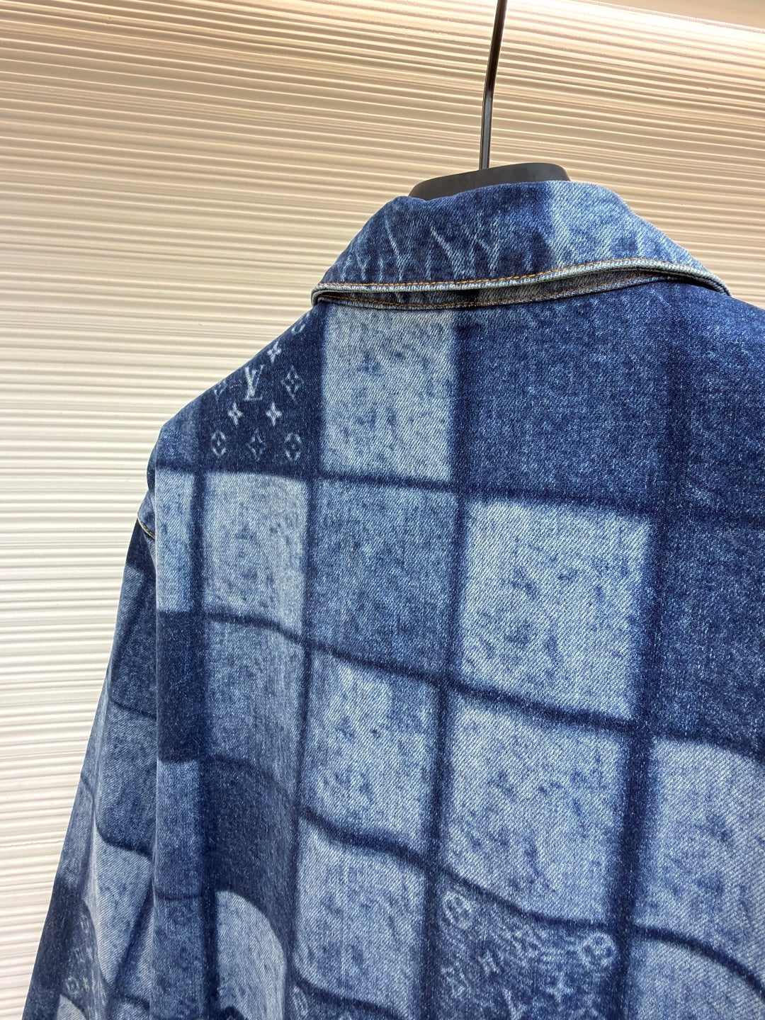 LV Monogram Checkered Belted Denim Jacket