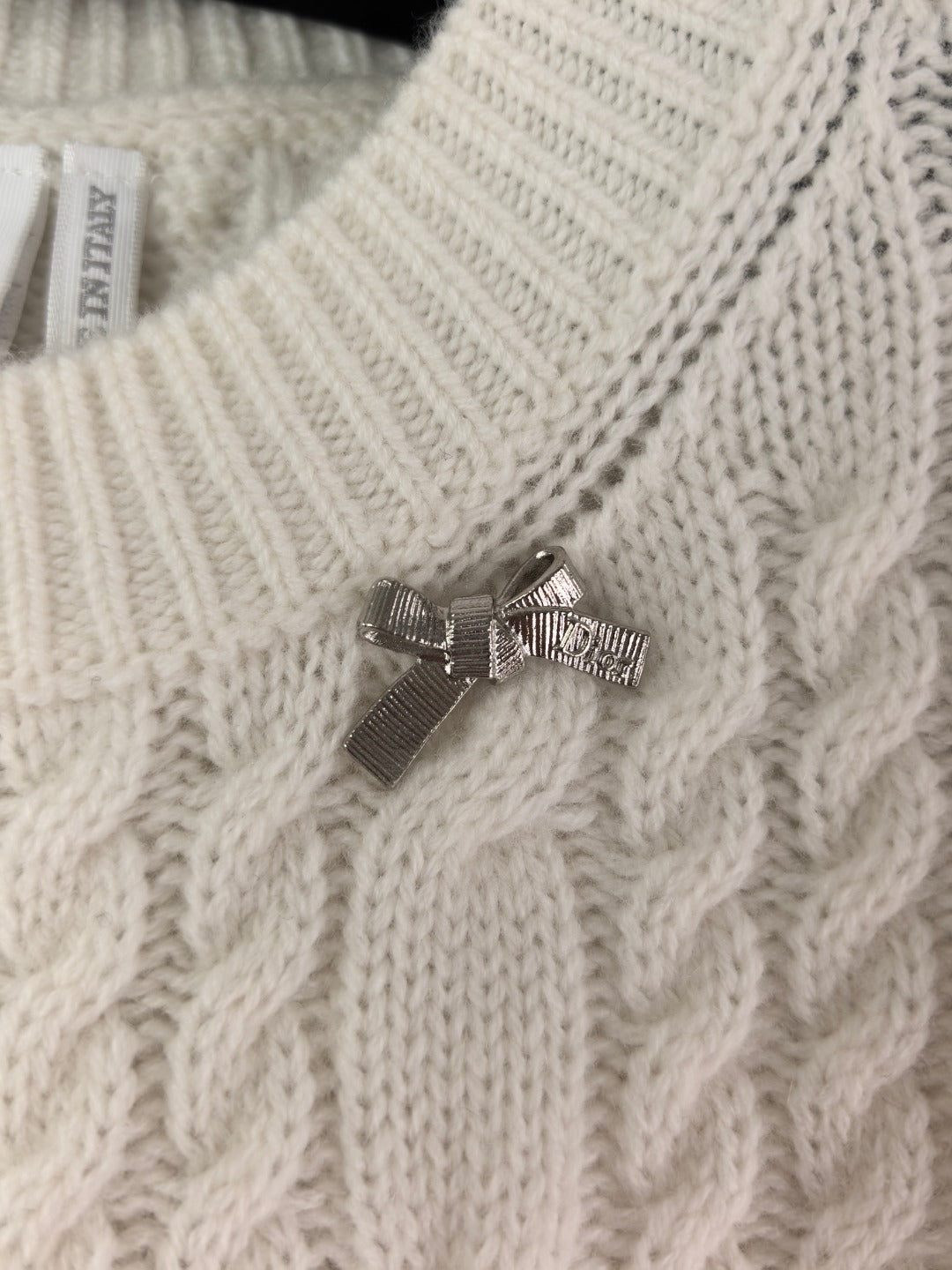 Dior Metal Bow Crew Neck Sweater Women's