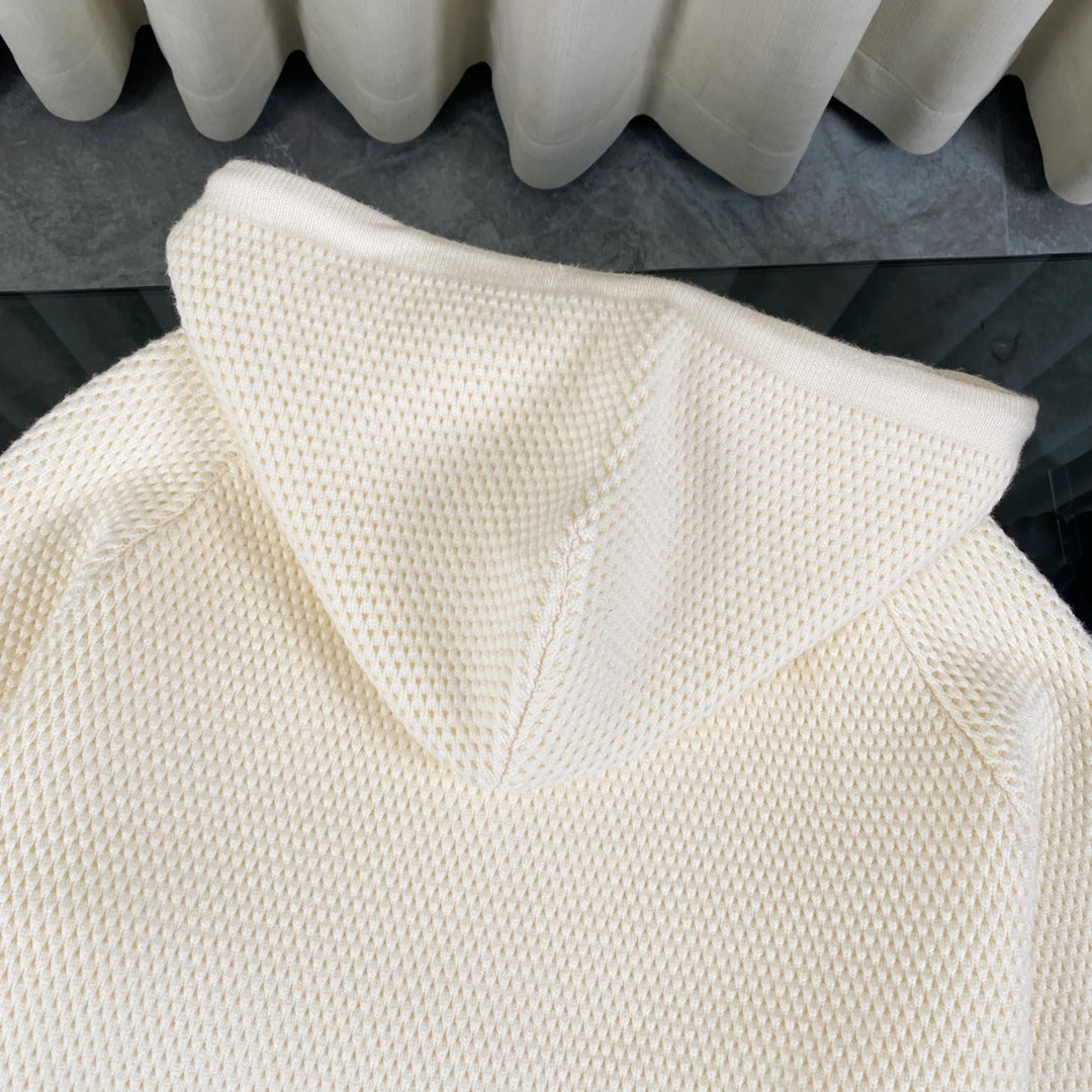 Thom Browne Chunky Knit Cashmere Detachable Zipper Hooded Jacket