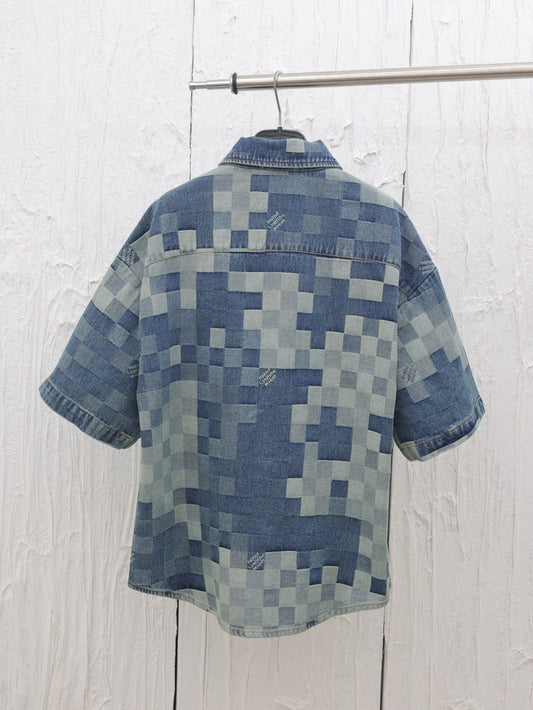 1V short-sleeved denim shirt