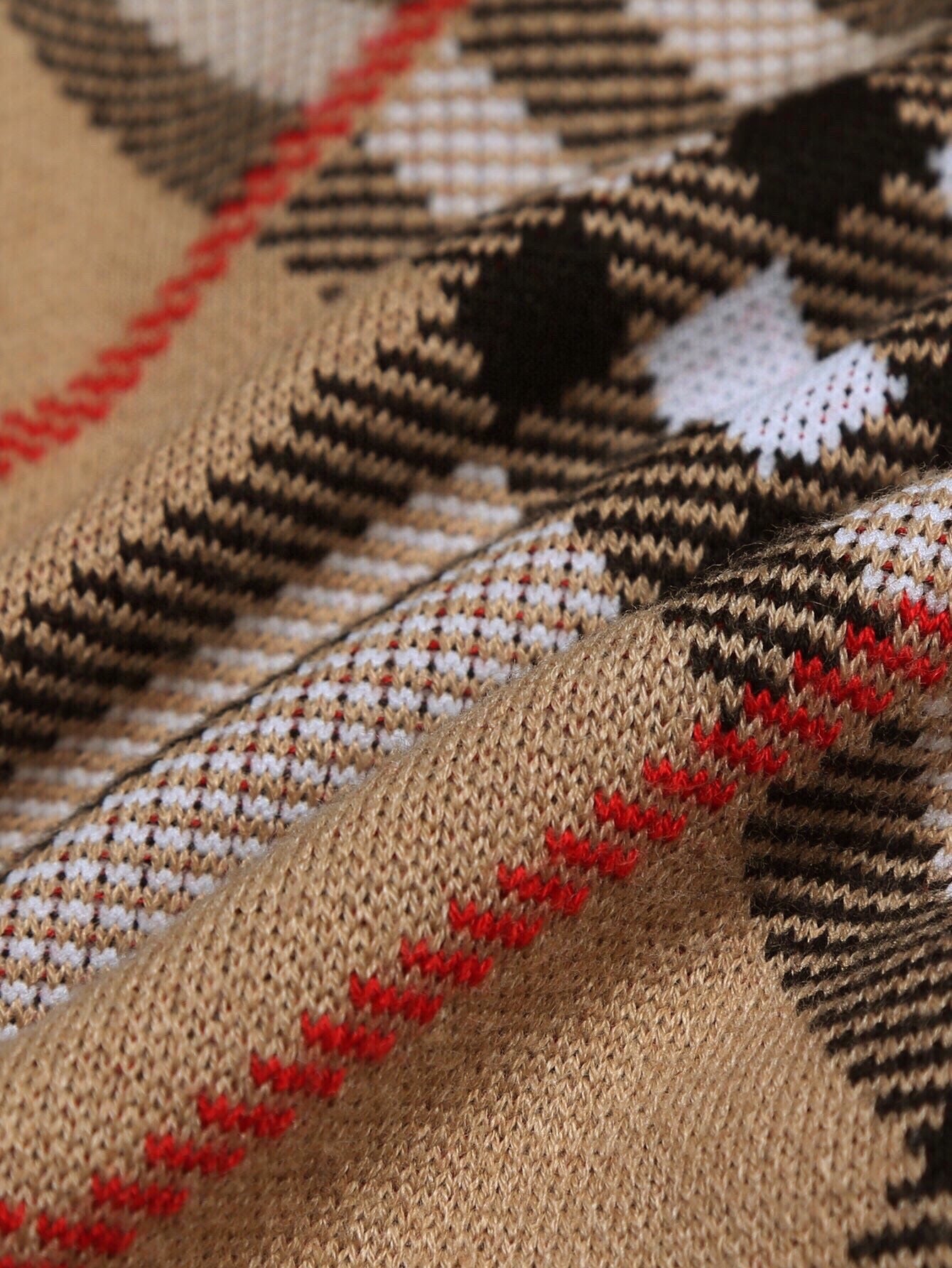 BUR wool blend plaid crew neck sweater unisex