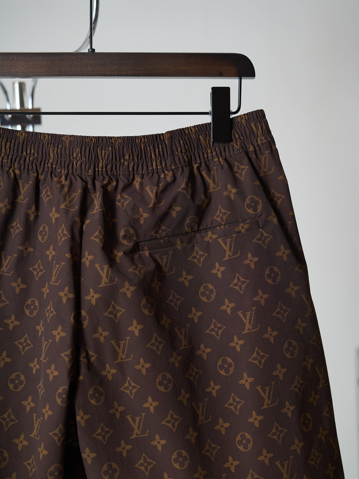 LV Monogram Leather Trim Drawstring Shorts