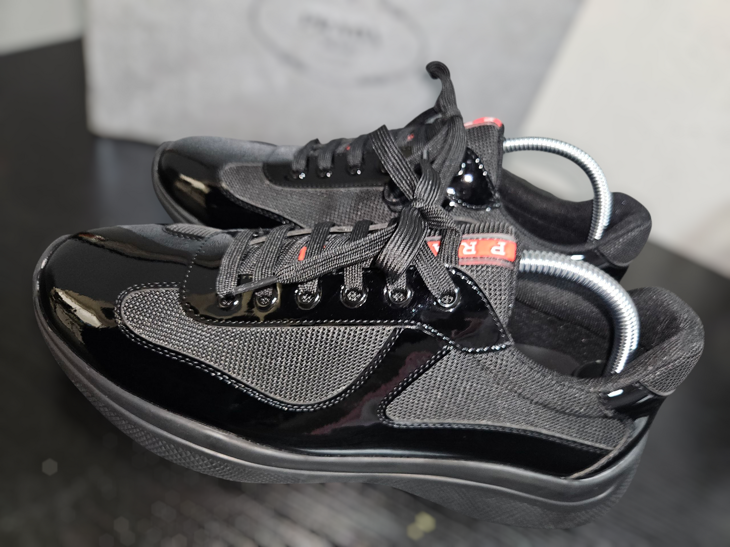 Pradas American Cup Patent Leather