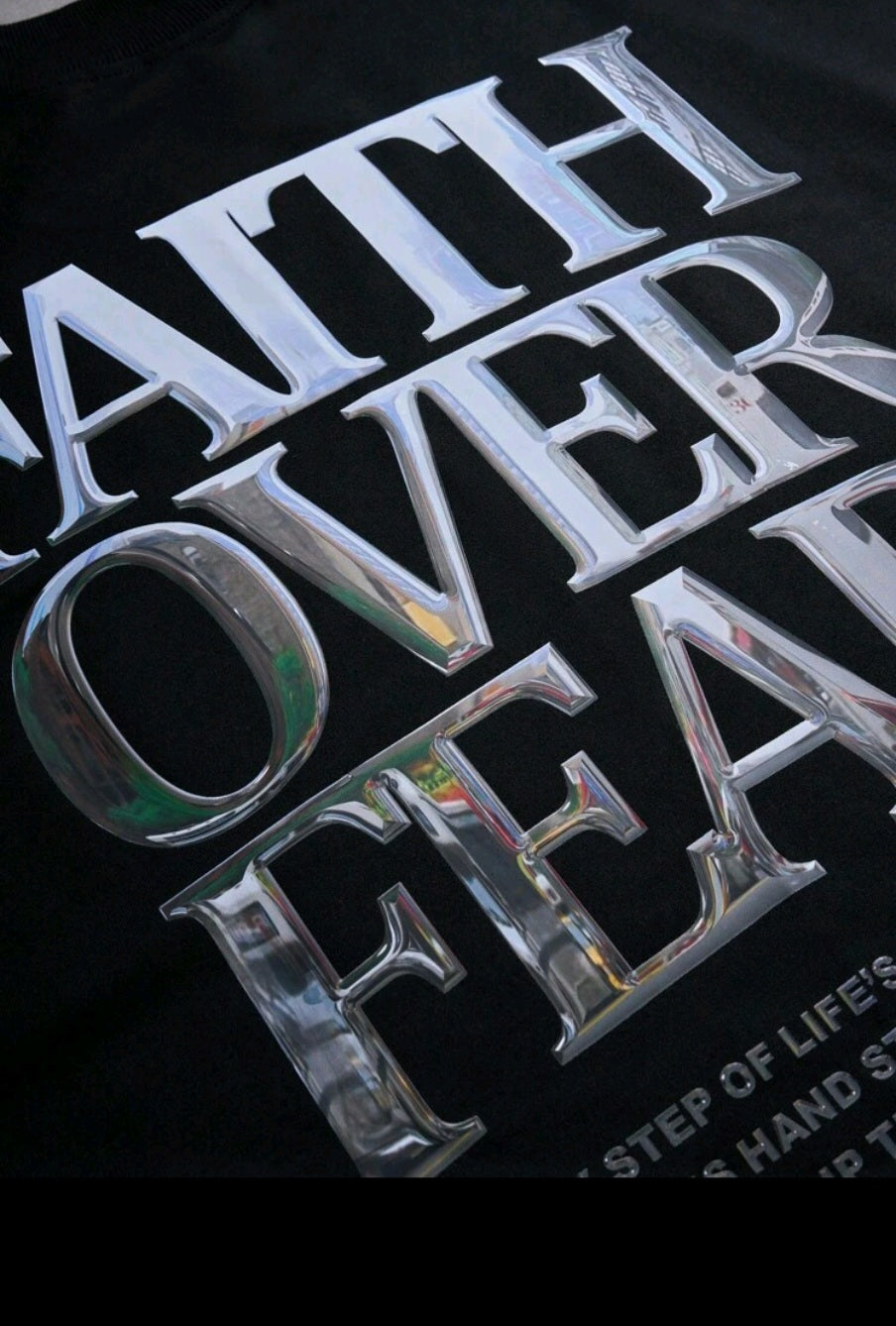Black Tee With 'Faith Over Fear' Print