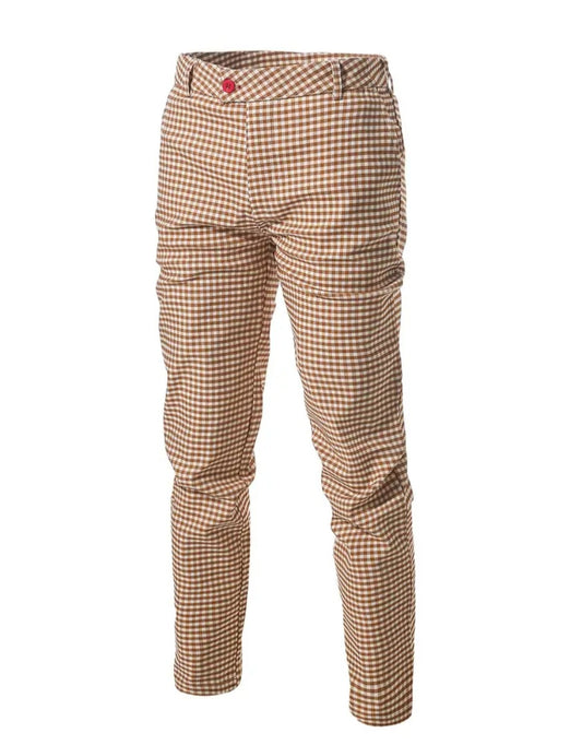 Khaki Men Checkered Pants