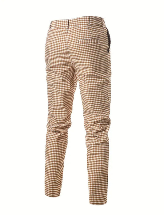 Khaki Men Checkered Pants