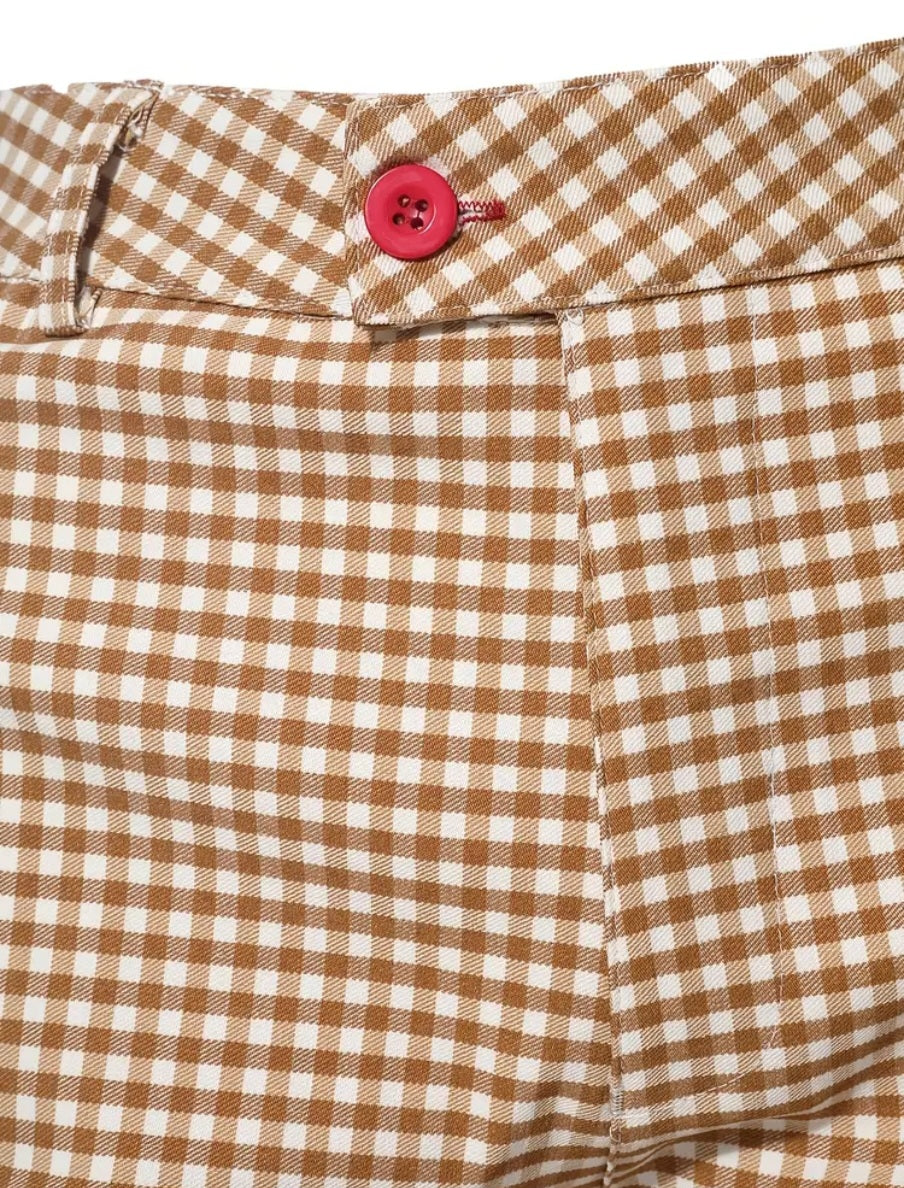 Khaki Men Checkered Pants