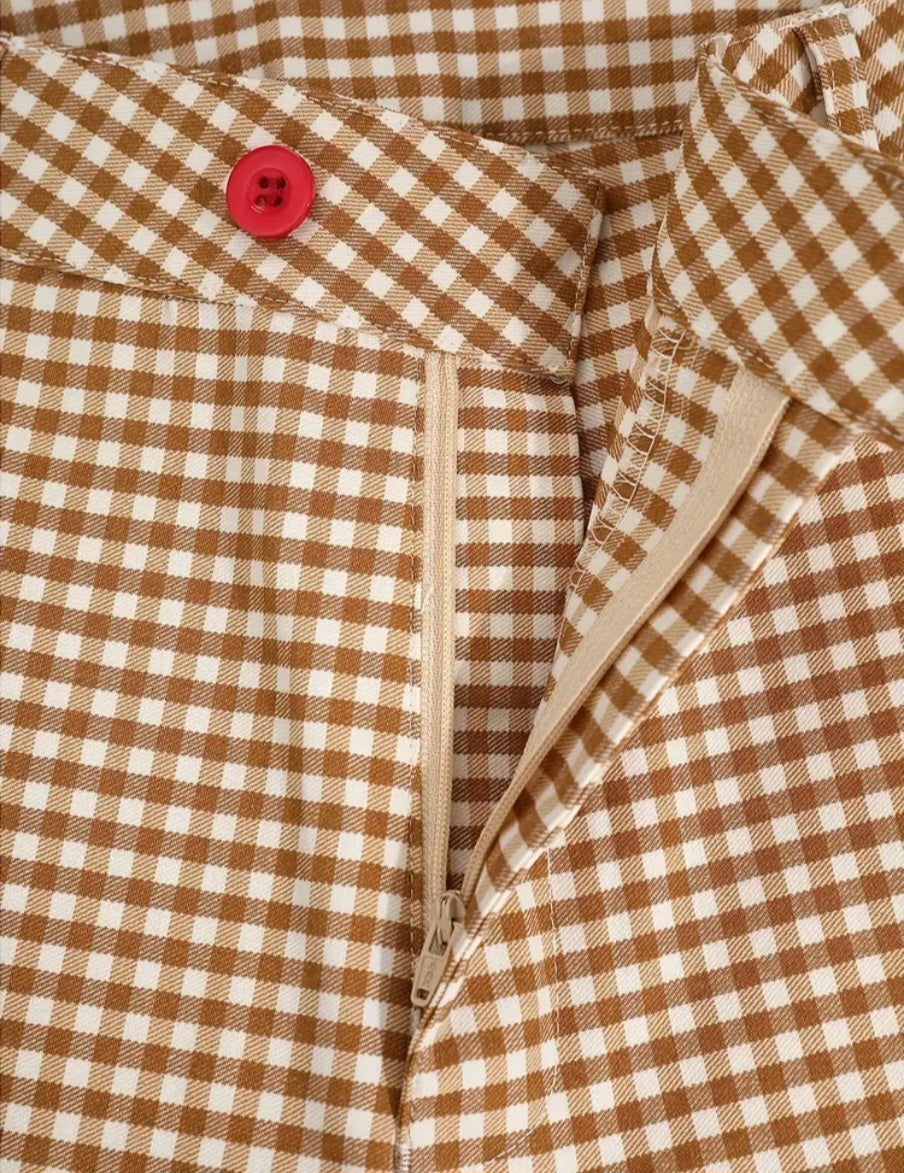 Khaki Men Checkered Pants