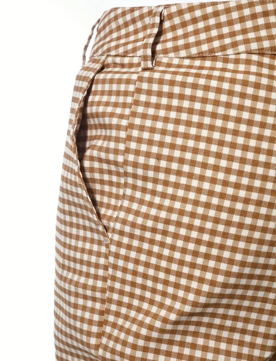 Khaki Men Checkered Pants