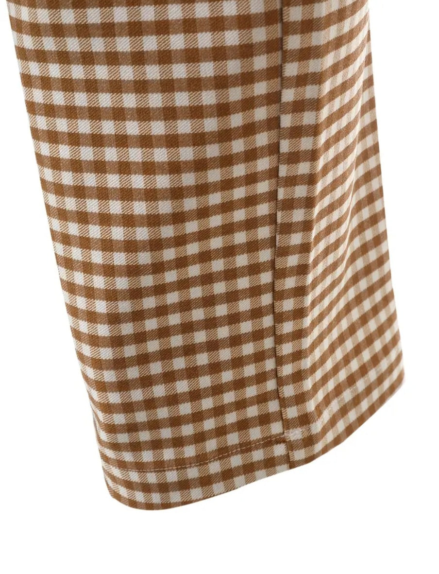 Khaki Men Checkered Pants
