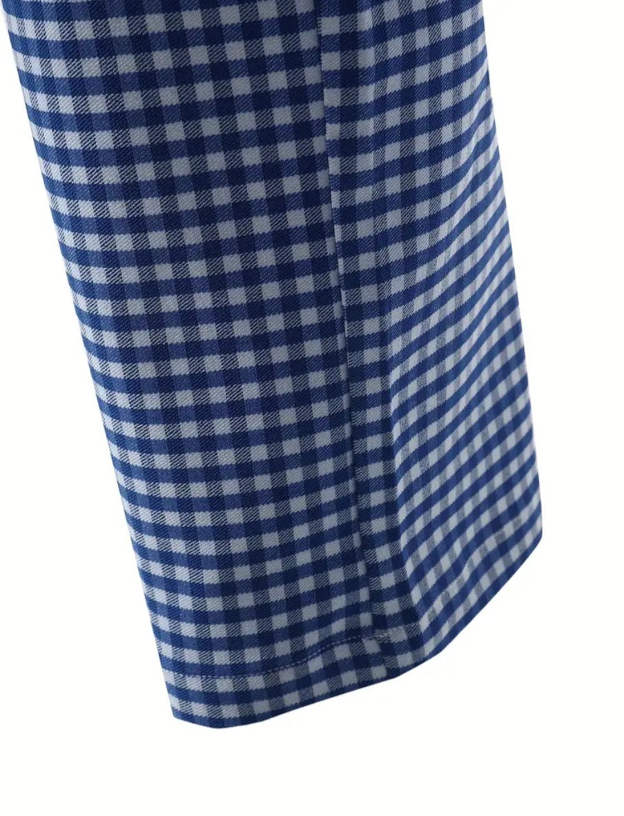 Blue Checkered Men's Pants
