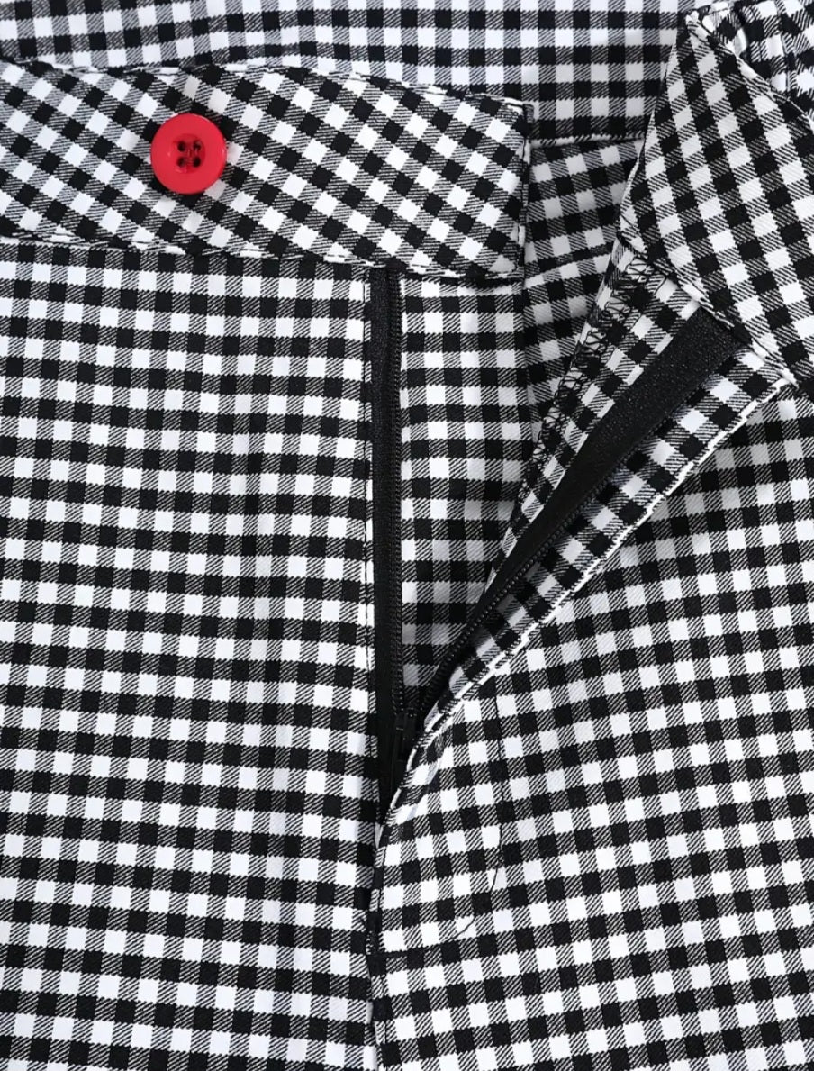 Back and White Checkered Plaid Pants