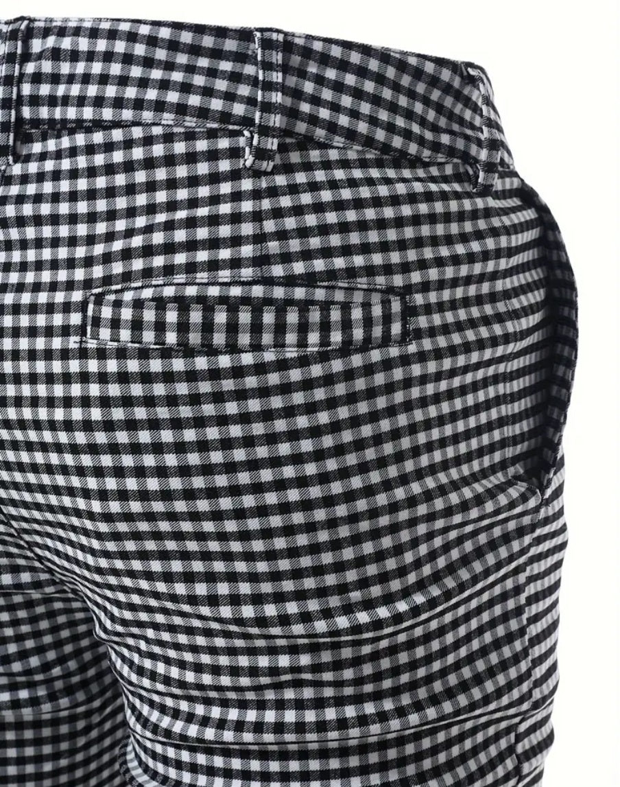 Back and White Checkered Plaid Pants