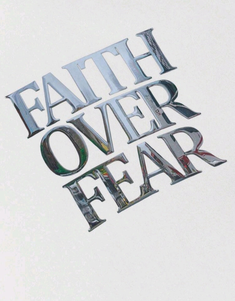 White Short Sleeve Men's Zip Up Faith Over Fear shirt Medium / Pants ( Optional)