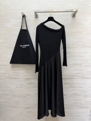 YSL Assymmetrical Neckline Long Dress - Women's