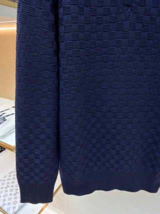 LV Checkeredboard Half-zip Turtleneck Sweater