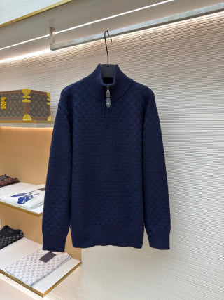 LV Checkeredboard Half-zip Turtleneck Sweater