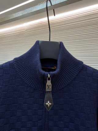 LV Checkeredboard Half-zip Turtleneck Sweater