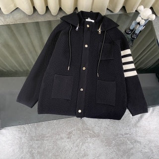 Thom Browne Chunky Knit Cashmere Detachable Zipper Hooded Jacket