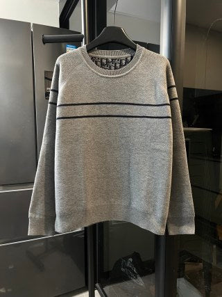 Dior Oblique Monogram Knit Cashmere Reversible Crew Neck Sweater