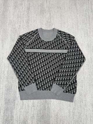 Dior Oblique Monogram Knit Cashmere Reversible Crew Neck Sweater