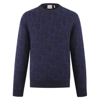 Dior Oblique All-Over Jacquard Crew Neck Sweater