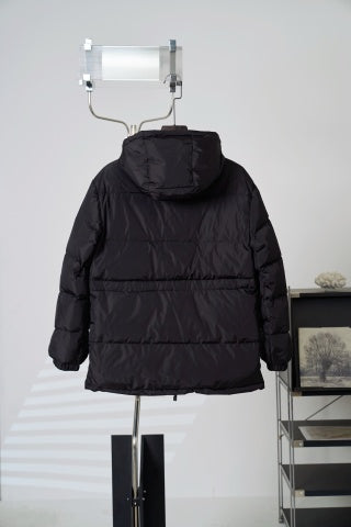 Burberry Plaid Med Length Hooded Down Jacket - Women's