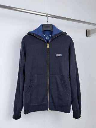 LV Reversible Jacquard Knit Zipper Cardigan