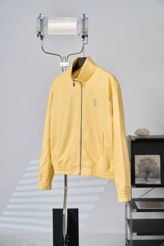 LV Suede Belted Leather Jacket W/ Rhinestone Logo