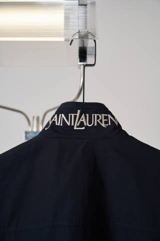 YSL Logo Embroidered Reversible Jacket Womens