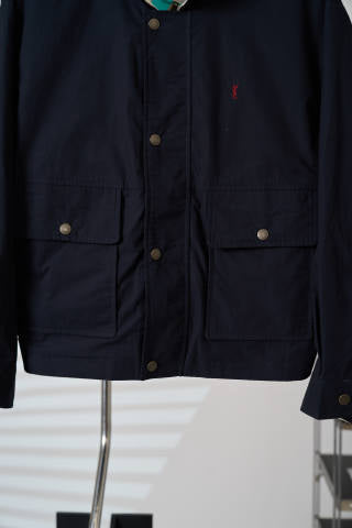 YSL Logo Embroidered Reversible Jacket Womens