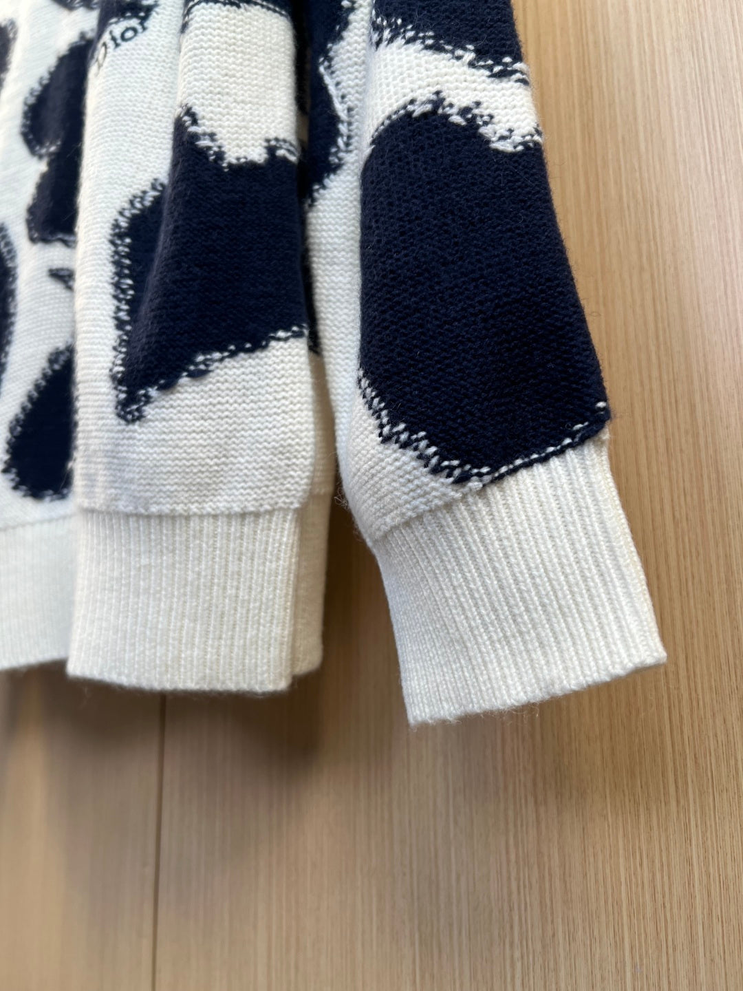 Dior Embroidery Color Block Intarsia Knit Sweater
