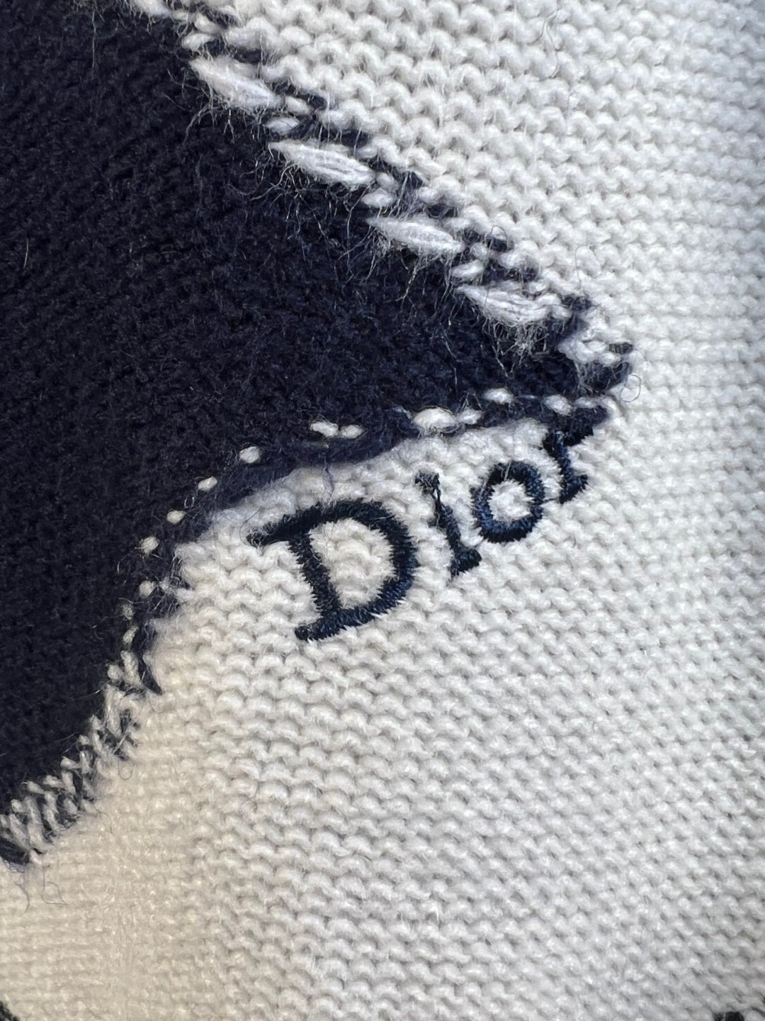 Dior Embroidery Color Block Intarsia Knit Sweater