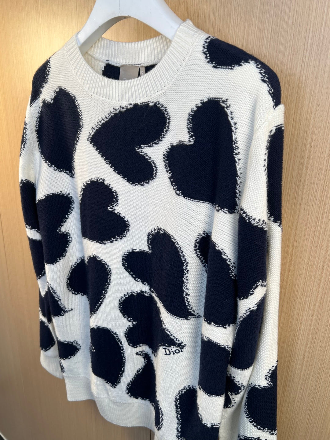 Dior Embroidery Color Block Intarsia Knit Sweater