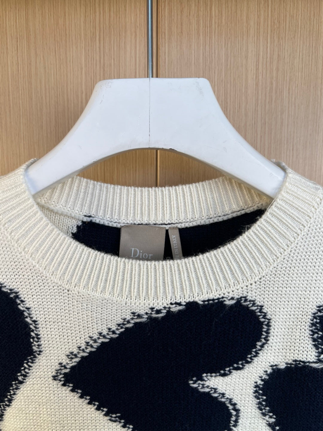 Dior Embroidery Color Block Intarsia Knit Sweater