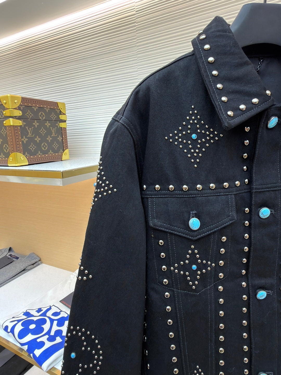 LV Turquoise Studded Denim Jacket