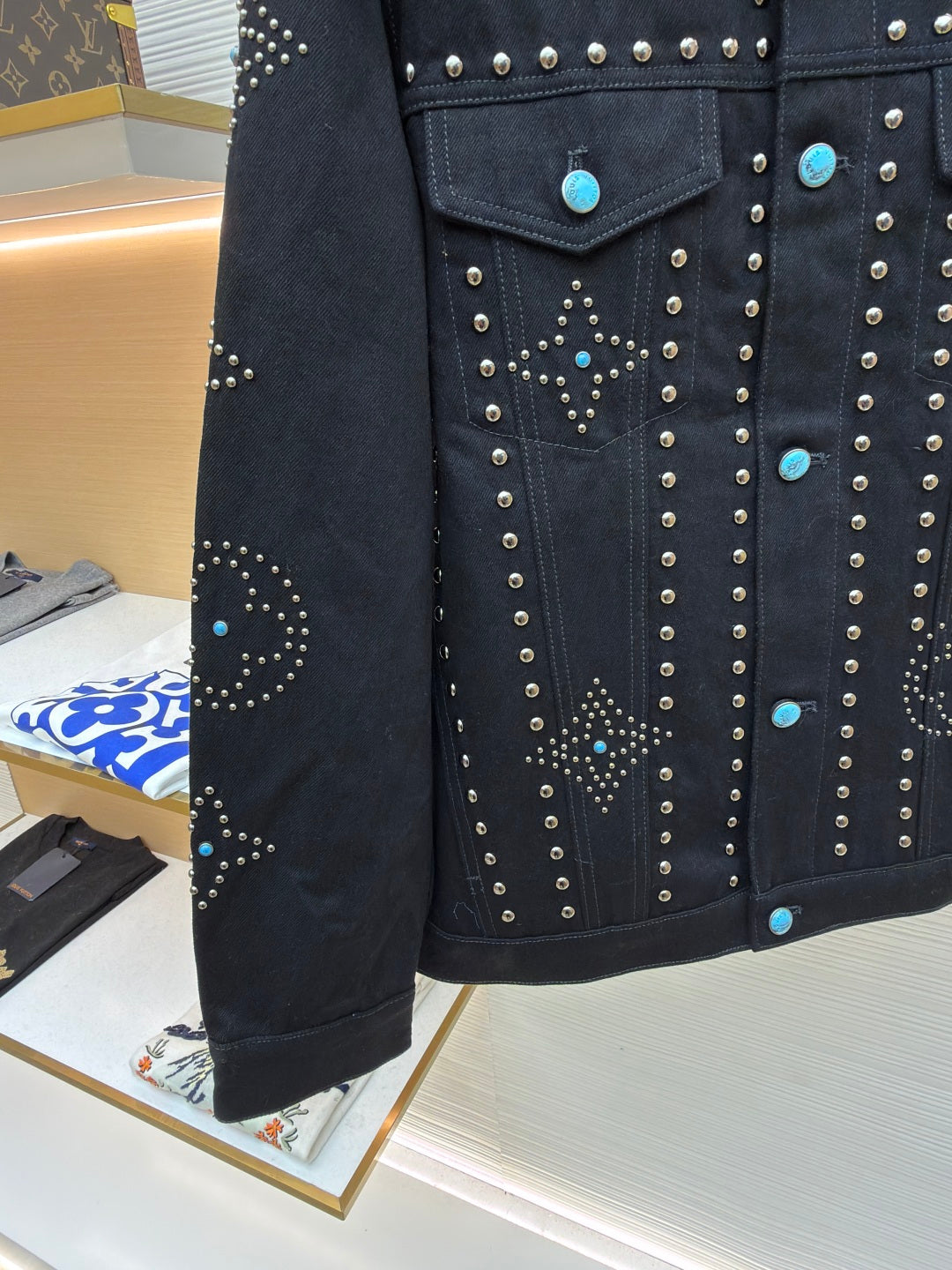LV Turquoise Studded Denim Jacket
