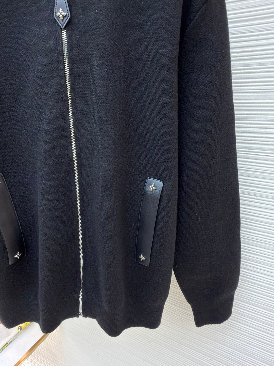 LV Leather Knit Belt Jacket