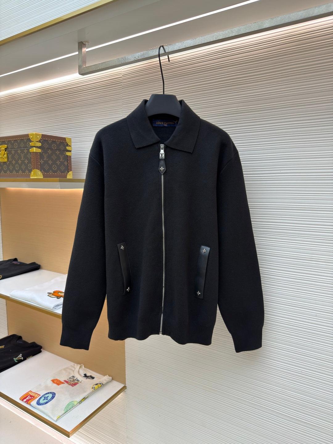 LV Leather Knit Belt Jacket