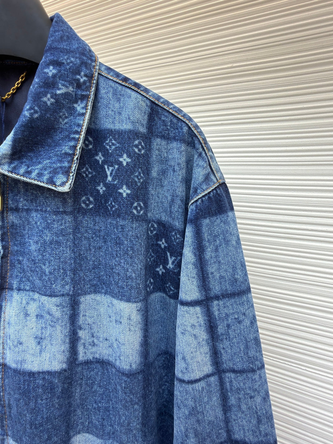 LV Monogram Checkered Belted Denim Jacket