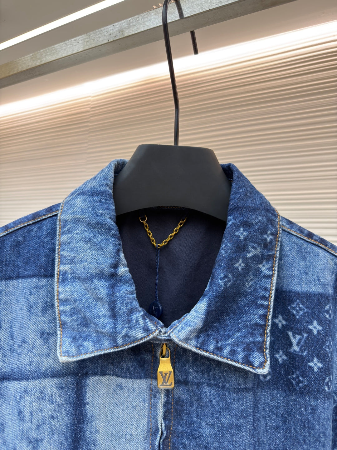 LV Monogram Checkered Belted Denim Jacket