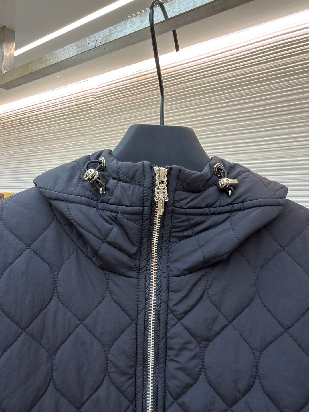 Chrome Hearts Wavy Diamond Quilted Hooded Jacket