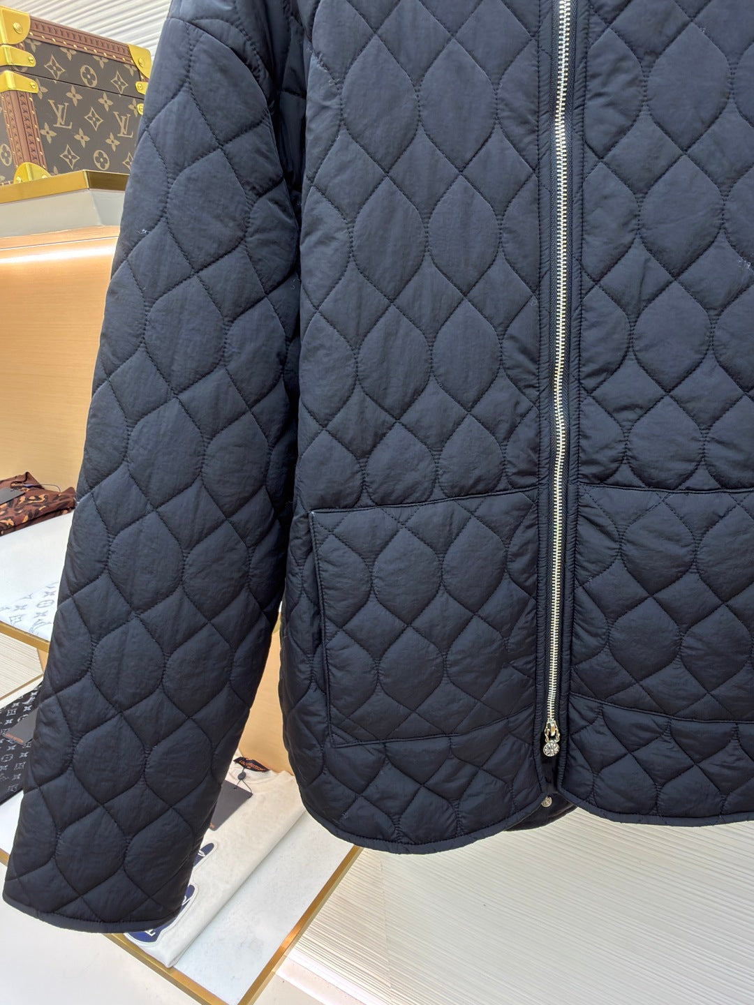 Chrome Hearts Wavy Diamond Quilted Hooded Jacket