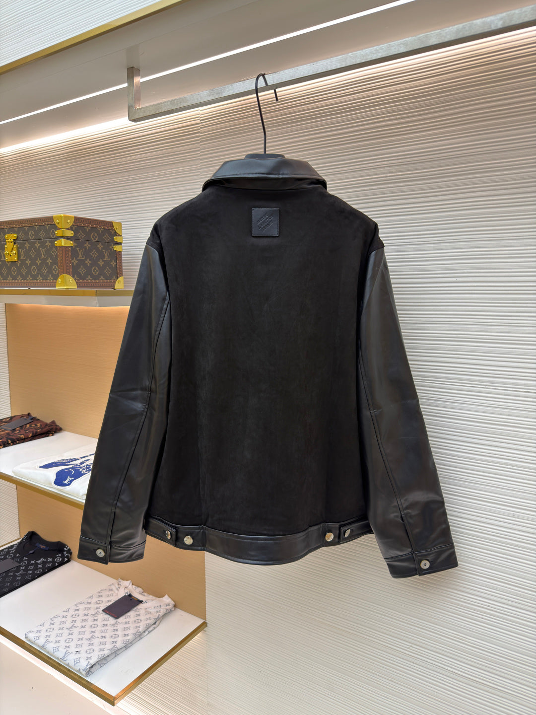 LV Mixed Leather Belt Jacket