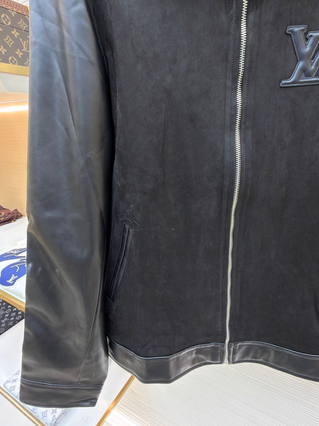 LV Mixed Leather Belt Jacket