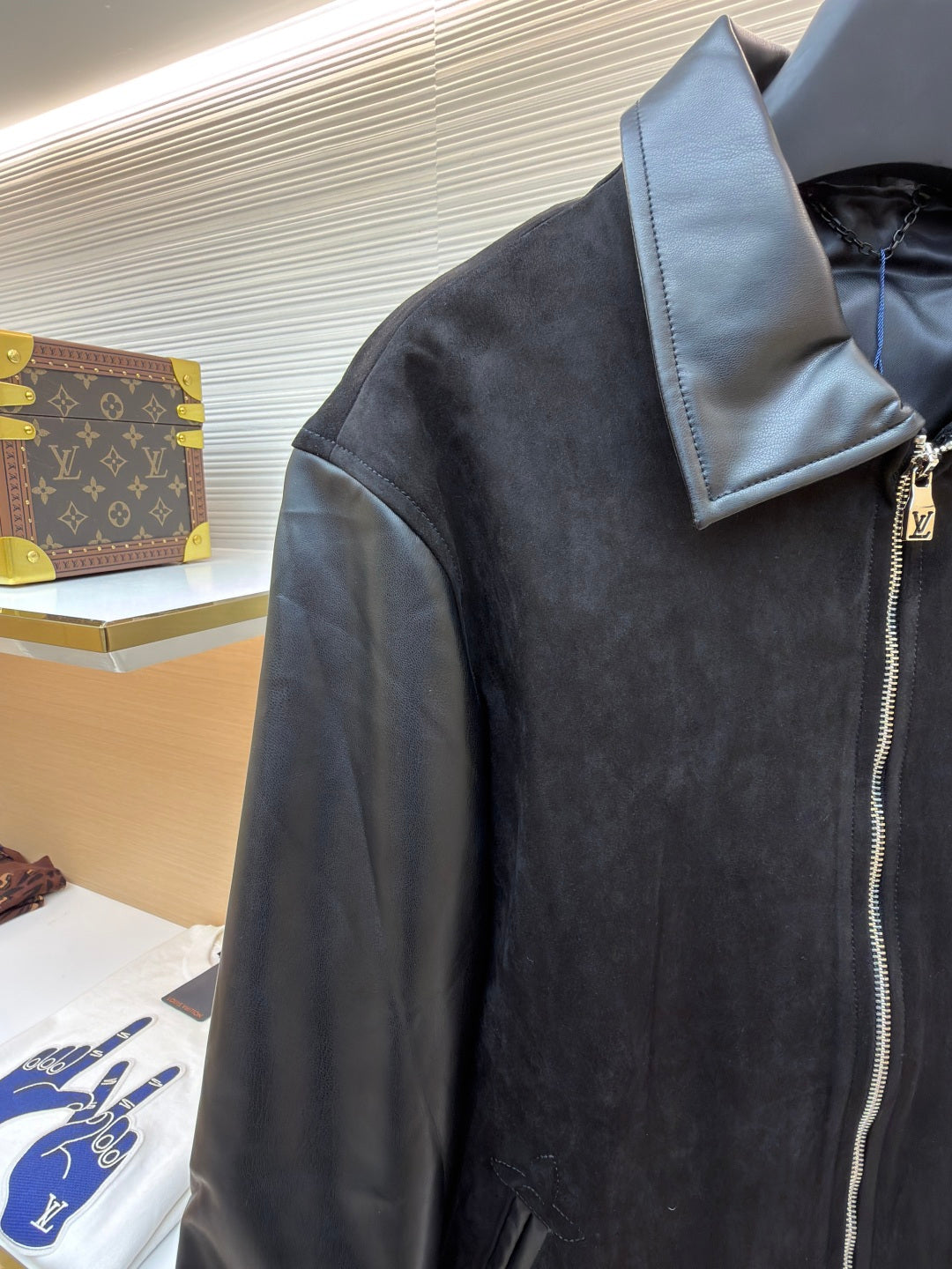 LV Mixed Leather Belt Jacket