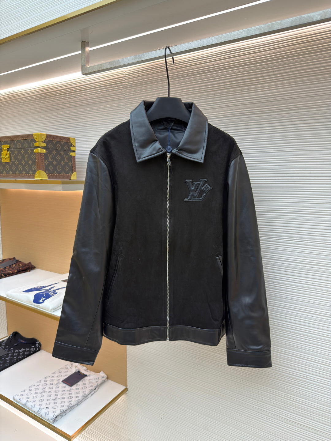 LV Mixed Leather Belt Jacket