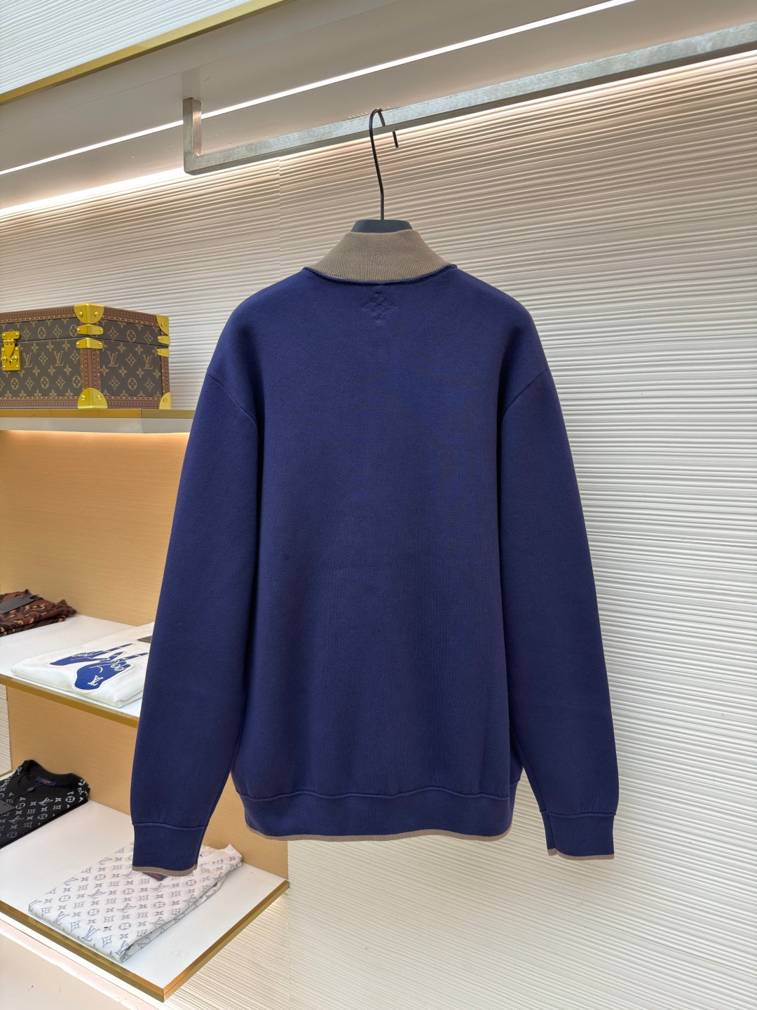 LV Letter Badge Color Block Knit Bomber Jacket